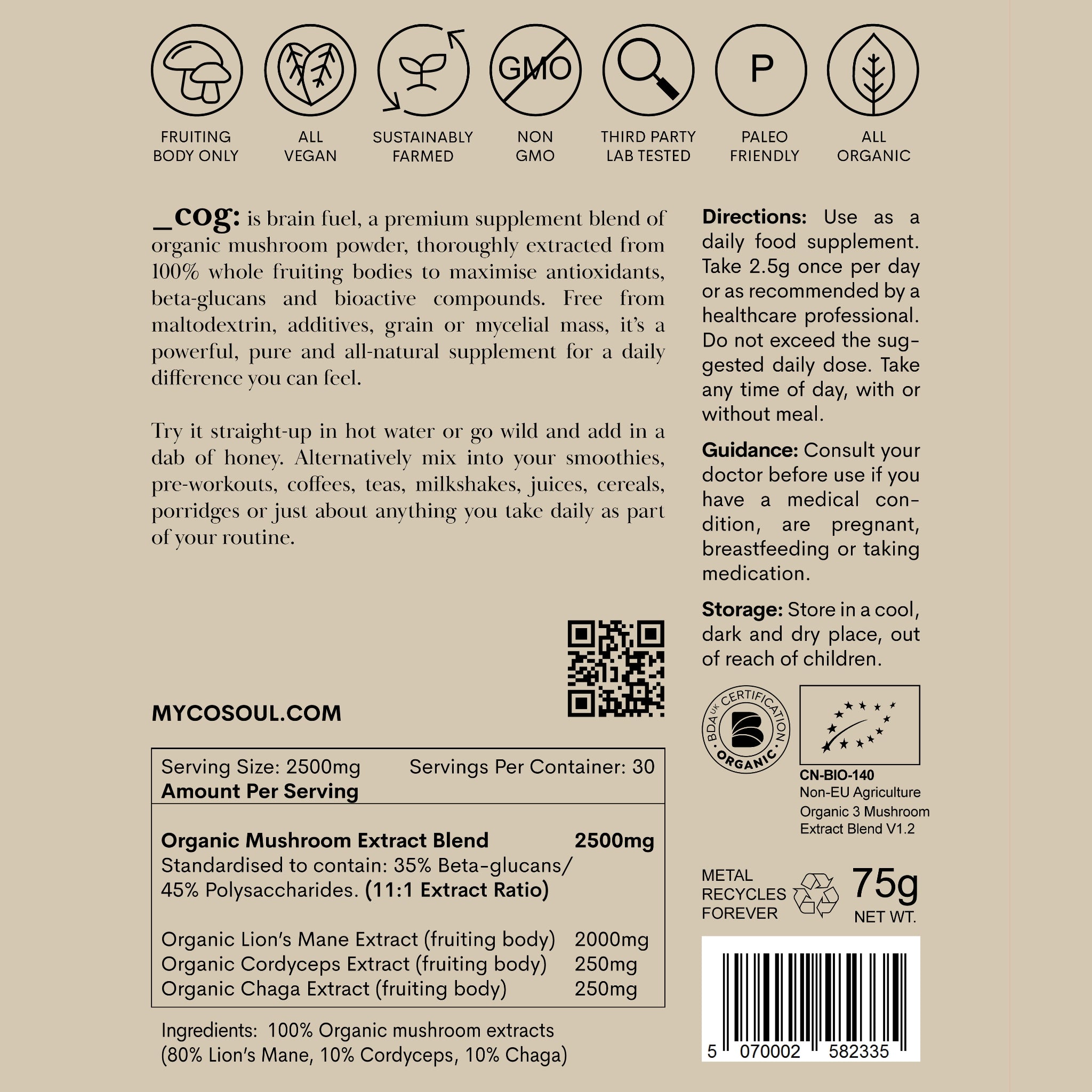 _cog: 3 Mushroom Extract Blend